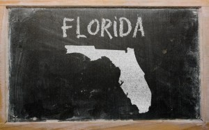 az USA Florida államának vázlatos térképe a táblán